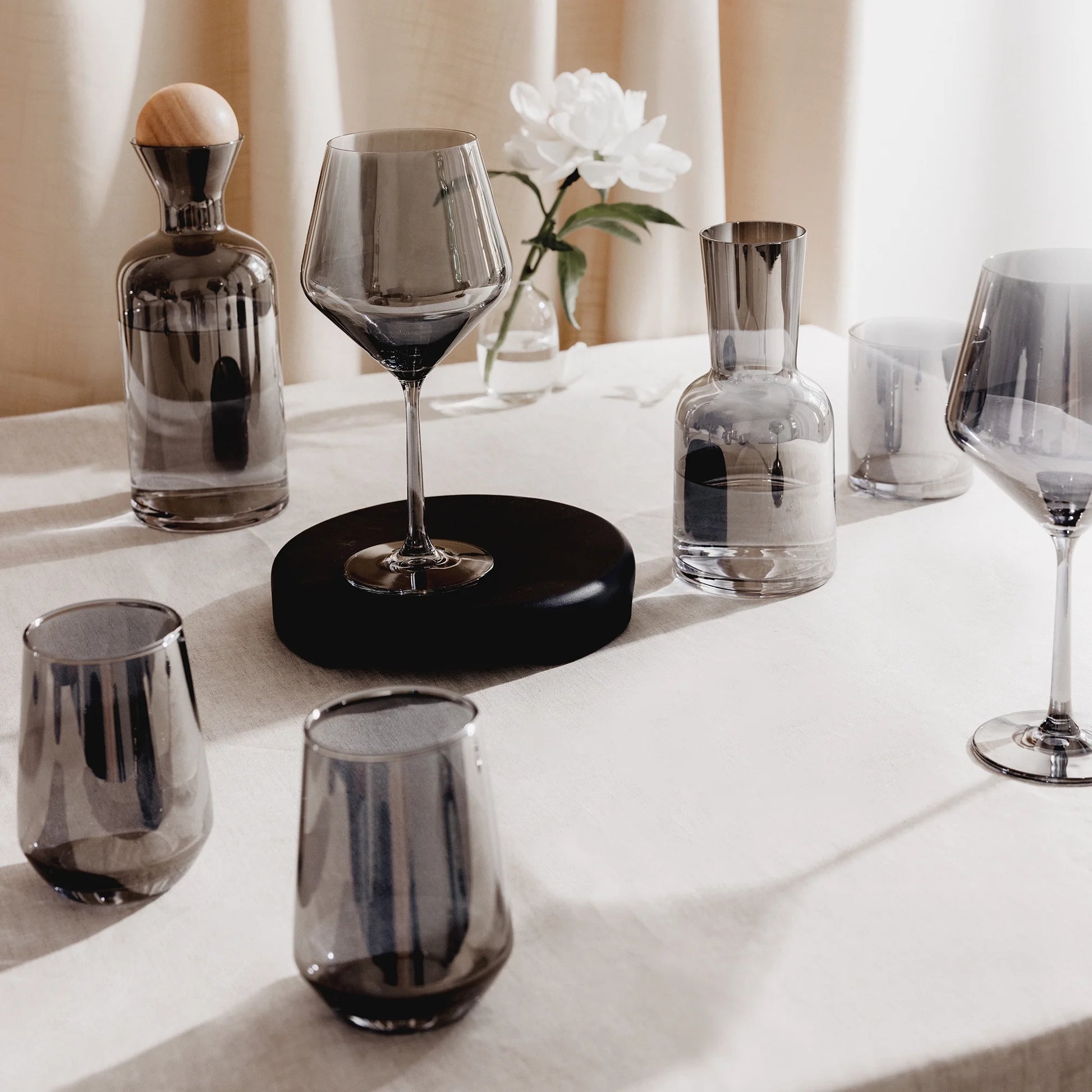 23 Fl Oz Smoke Iridescent Angled Wine Glasses, Set of 4